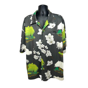 Nike Mens Camp Shirt Mesh Dry Fit Cherry Blossom Flower Golf Casual Gray XXXL